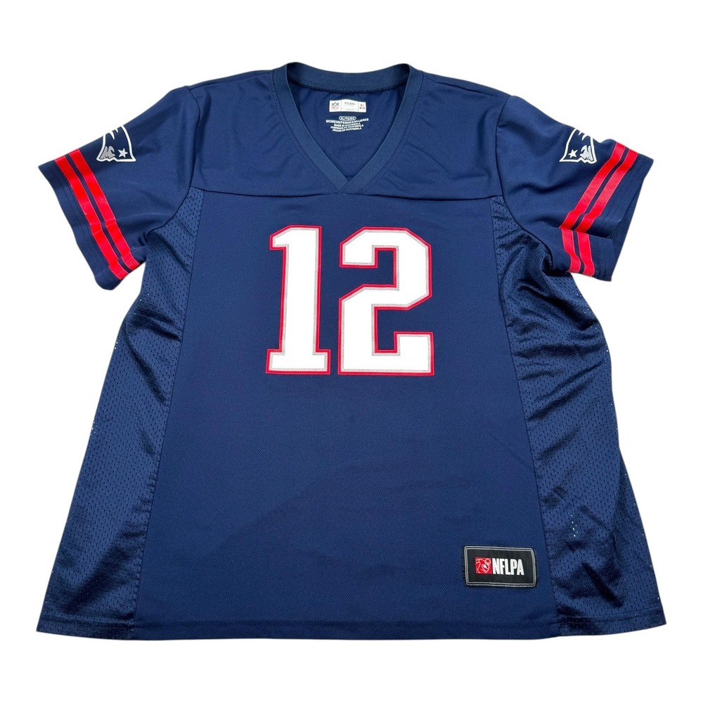 New England Patriots Football Jersey Womens XL Blue NFL Brady 12 Team Apparel